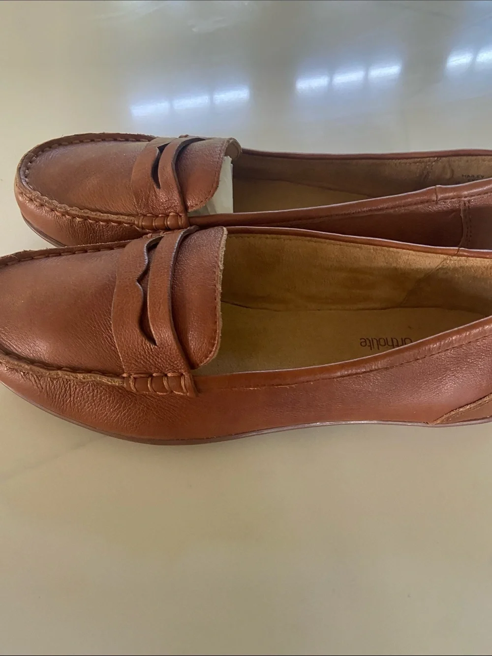 Hotter Tan Leather Penny Loafers for Women